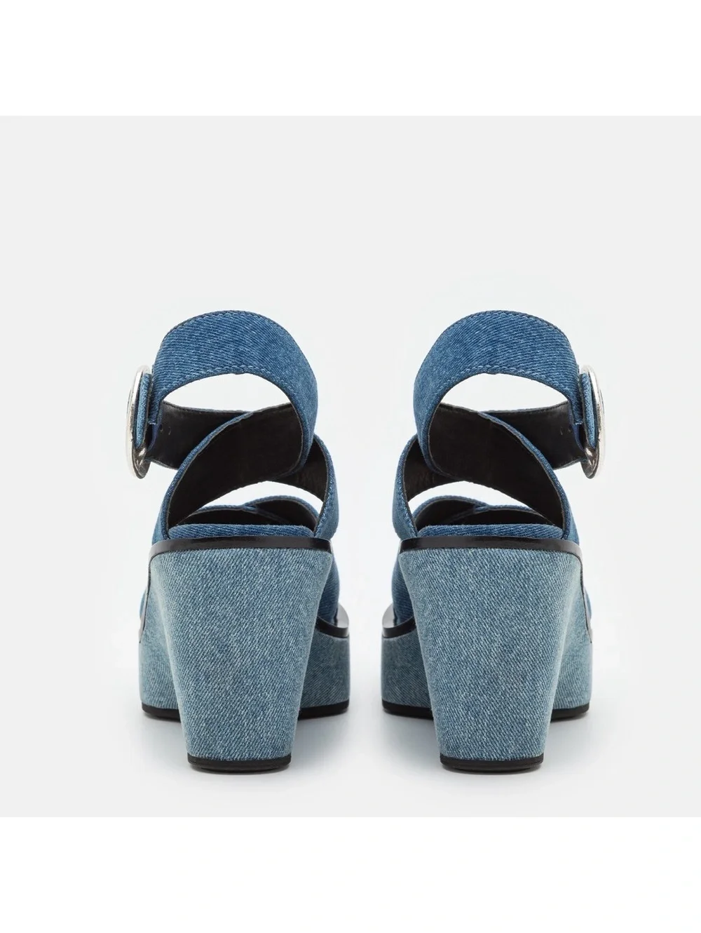 Rag & Bone Santiago Ankle Strap Platform Wedge Sandals Denim, Size 8.5/38.5 NWT